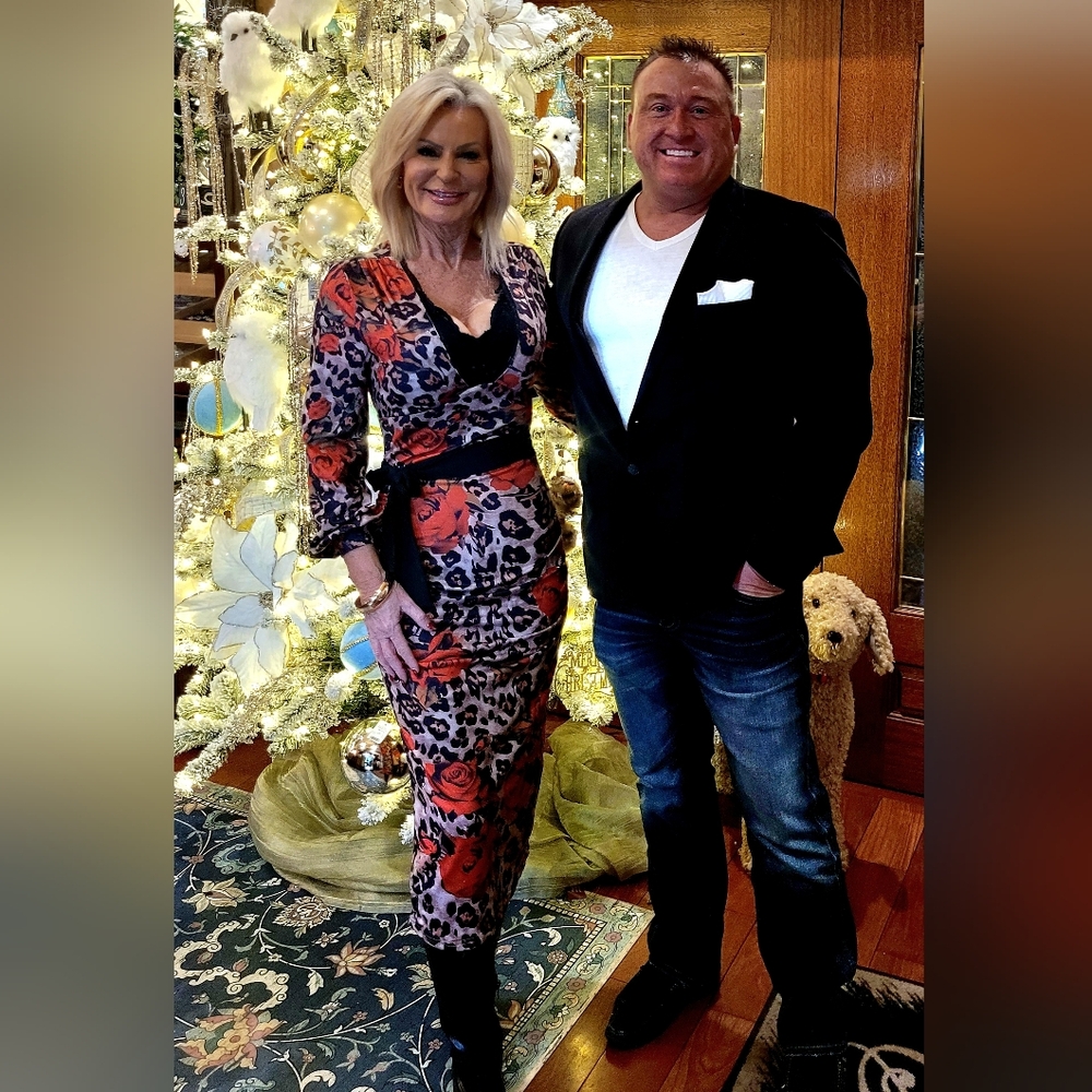 Elegant Long Sleeve Floral and Leopard Dress